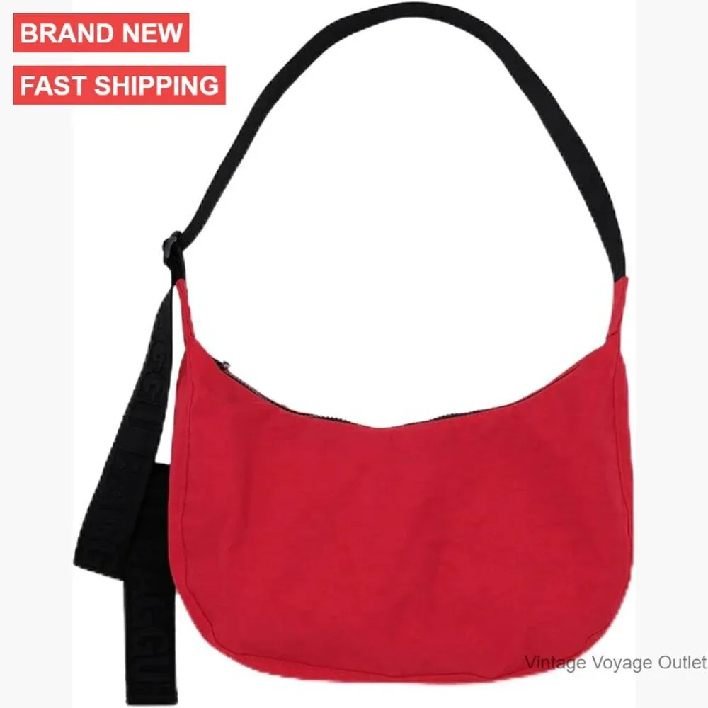 Medium Nylon Crossbody Bag with Adjustable Strap, Hobo Style
